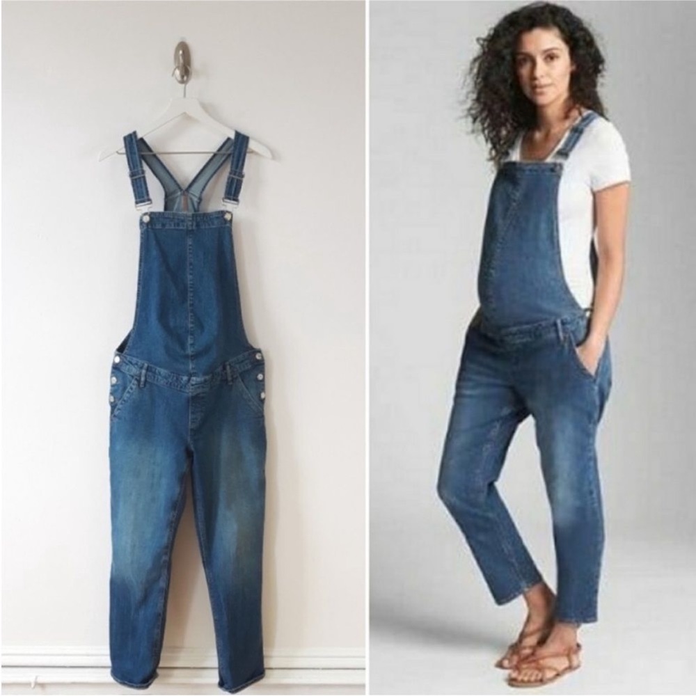NWOT Gap Women’s Maternity Relaxed Fit 100% Cotton Denim Overalls - Size L